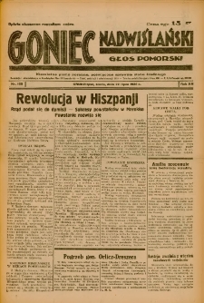 Goniec Nadwiślański: Głos Pomorski: Niezależne pismo poranne, poświęcone sprawom stanu średniego 1936.07.22 R.12 Nr168