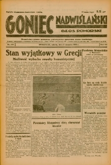 Goniec Nadwiślański: Głos Pomorski: Niezależne pismo poranne, poświęcone sprawom stanu średniego 1936.08.08 R.12 Nr183