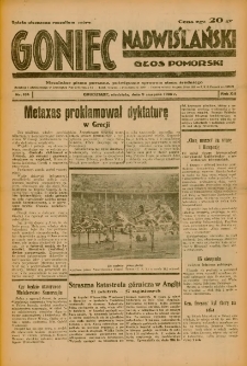 Goniec Nadwiślański: Głos Pomorski: Niezależne pismo poranne, poświęcone sprawom stanu średniego 1936.08.09 R.12 Nr184