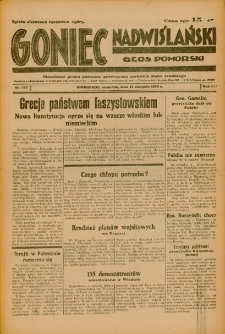 Goniec Nadwiślański: Głos Pomorski: Niezależne pismo poranne, poświęcone sprawom stanu średniego 1936.08.13 R.12 Nr187