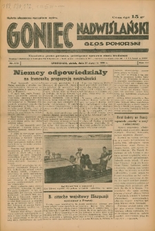 Goniec Nadwiślański: Głos Pomorski: Niezależne pismo poranne, poświęcone sprawom stanu średniego 1936.08.21 R.12 Nr193