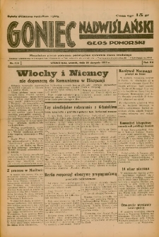 Goniec Nadwiślański: Głos Pomorski: Niezależne pismo poranne, poświęcone sprawom stanu średniego 1936.08.25 R.12 Nr196