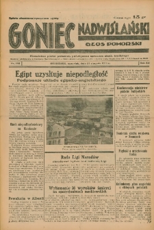 Goniec Nadwiślański: Głos Pomorski: Niezależne pismo poranne, poświęcone sprawom stanu średniego 1936.08.27 R.12 Nr198