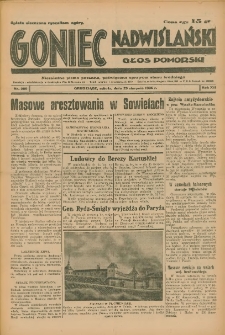 Goniec Nadwiślański: Głos Pomorski: Niezależne pismo poranne, poświęcone sprawom stanu średniego 1936.08.29 R.12 Nr200