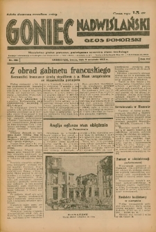 Goniec Nadwiślański: Głos Pomorski: Niezależne pismo poranne, poświęcone sprawom stanu średniego 1936.09.09 R.12 Nr209