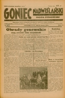 Goniec Nadwiślański: Głos Pomorski: Niezależne pismo poranne, poświęcone sprawom stanu średniego 1936.09.22 R.12 Nr220