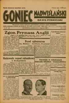 Goniec Nadwiślański: Głos Pomorski: Niezależne pismo poranne, poświęcone sprawom stanu średniego 1935.01.03 R.11 Nr2