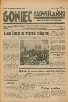 Goniec Nadwiślański: Głos Pomorski: Niezależne pismo poranne, poświęcone sprawom stanu średniego 1935.01.23 R.11 Nr19