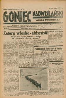 Goniec Nadwiślański: Głos Pomorski: Niezależne pismo poranne, poświęcone sprawom stanu średniego 1935.02.14 R.11 Nr37