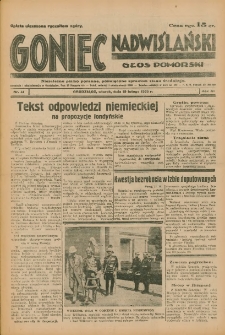 Goniec Nadwiślański: Głos Pomorski: Niezależne pismo poranne, poświęcone sprawom stanu średniego 1935.02.19 R.11 Nr41