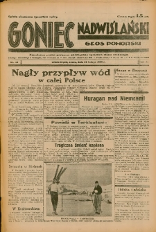 Goniec Nadwiślański: Głos Pomorski: Niezależne pismo poranne, poświęcone sprawom stanu średniego 1935.02.20 R.11 Nr42