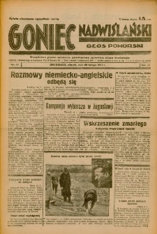 Goniec Nadwiślański: Głos Pomorski: Niezależne pismo poranne, poświęcone sprawom stanu średniego 1935.02.26 R.11 Nr47