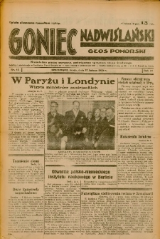 Goniec Nadwiślański: Głos Pomorski: Niezależne pismo poranne, poświęcone sprawom stanu średniego 1935.02.27 R.11 Nr48