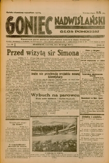 Goniec Nadwiślański: Głos Pomorski: Niezależne pismo poranne, poświęcone sprawom stanu średniego 1935.02.28 R.11 Nr49