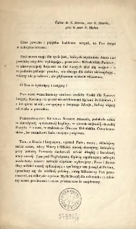 [Mowa w] &Eacute;glise de S. Severin, rue S. Severin, pr&egrave;s le pont S. Michel. [Inc.:] "Czas jawn&eacute;m i pojęt&eacute;m każdemu uczyni, co Pan dotąd w zakryciu trzyma"