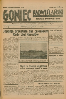 Goniec Nadwiślański: Głos Pomorski: Niezależne pismo poranne, poświęcone sprawom stanu średniego 1935.03.29 R.11 Nr74