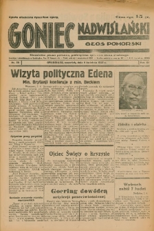 Goniec Nadwiślański: Głos Pomorski: Niezależne pismo poranne, poświęcone sprawom stanu średniego 1935.04.04 R.11 Nr79