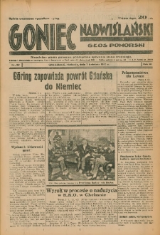 Goniec Nadwiślański: Głos Pomorski: Niezależne pismo poranne, poświęcone sprawom stanu średniego 1935.04.07 R.11 Nr82