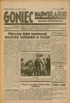 Goniec Nadwiślański: Głos Pomorski: Niezależne pismo poranne, poświęcone sprawom stanu średniego 1935.04.14 R.11 Nr88