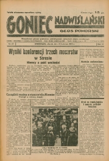 Goniec Nadwiślański: Głos Pomorski: Niezależne pismo poranne, poświęcone sprawom stanu średniego 1935.04.16 R.11 Nr89