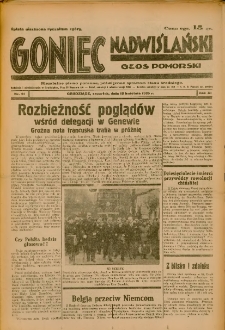 Goniec Nadwiślański: Głos Pomorski: Niezależne pismo poranne, poświęcone sprawom stanu średniego 1935.04.18 R.11 Nr91
