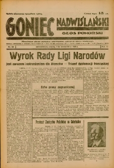 Goniec Nadwiślański: Głos Pomorski: Niezależne pismo poranne, poświęcone sprawom stanu średniego 1935.04.20 R.11 Nr93