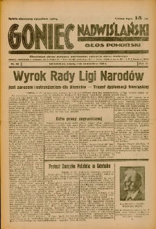 Goniec Nadwiślański: Głos Pomorski: Niezależne pismo poranne, poświęcone sprawom stanu średniego 1935.04.20 R.11 Nr93