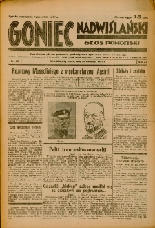 Goniec Nadwiślański: Głos Pomorski: Niezależne pismo poranne, poświęcone sprawom stanu średniego 1935.04.24 R.11 Nr95