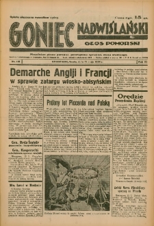 Goniec Nadwiślański: Głos Pomorski: Niezależne pismo poranne, poświęcone sprawom stanu średniego 1935.05.15 R.11 Nr112