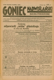 Goniec Nadwiślański: Głos Pomorski: Niezależne pismo poranne, poświęcone sprawom stanu średniego 1936.10.09 R.12 Nr235A