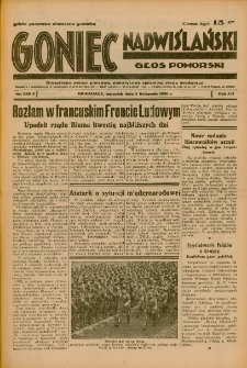 Goniec Nadwiślański: Głos Pomorski: Niezależne pismo poranne, poświęcone sprawom stanu średniego 1936.11.05 R.12 Nr258A