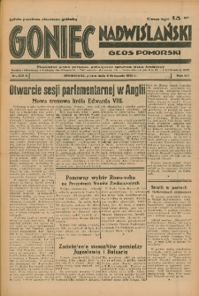 Goniec Nadwiślański: Głos Pomorski: Niezależne pismo poranne, poświęcone sprawom stanu średniego 1936.11.06 R.12 Nr259A