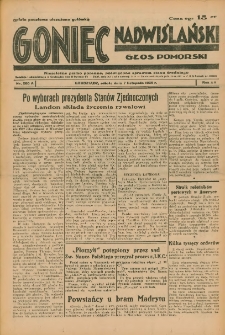 Goniec Nadwiślański: Głos Pomorski: Niezależne pismo poranne, poświęcone sprawom stanu średniego 1936.11.07 R.12 Nr260A