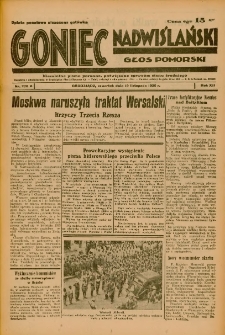 Goniec Nadwiślański: Głos Pomorski: Niezależne pismo poranne, poświęcone sprawom stanu średniego 1936.11.19 R.12 Nr270A