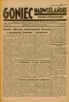 Goniec Nadwiślański: Głos Pomorski: Niezależne pismo poranne, poświęcone sprawom stanu średniego 1936.11.21 R.12 Nr272A