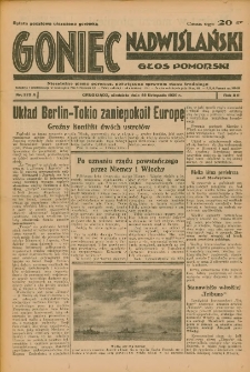 Goniec Nadwiślański: Głos Pomorski: Niezależne pismo poranne, poświęcone sprawom stanu średniego 1936.11.22 R.12 Nr273A