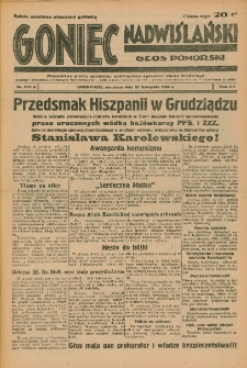 Goniec Nadwiślański: Głos Pomorski: Niezależne pismo poranne, poświęcone sprawom stanu średniego 1936.11.29 R.12 Nr279A