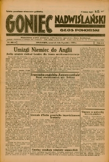 Goniec Nadwiślański: Głos Pomorski: Niezależne pismo poranne, poświęcone sprawom stanu średniego 1936.12.03 R.12 Nr282A