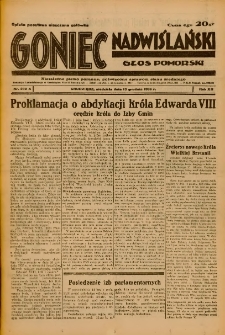 Goniec Nadwiślański: Głos Pomorski: Niezależne pismo poranne, poświęcone sprawom stanu średniego 1936.12.13 R.12 Nr290A