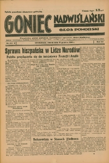 Goniec Nadwiślański: Głos Pomorski: Niezależne pismo poranne, poświęcone sprawom stanu średniego 1936.12.15 R.12 Nr291A