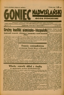 Goniec Nadwiślański: Głos Pomorski: Niezależne pismo poranne, poświęcone sprawom stanu średniego 1937.01.05 R.13 Nr3A