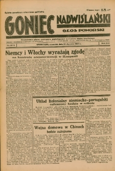 Goniec Nadwiślański: Głos Pomorski: Niezależne pismo poranne, poświęcone sprawom stanu średniego 1937.01.28 R.13 Nr22A