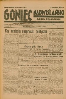 Goniec Nadwiślański: Głos Pomorski: Niezależne pismo poranne, poświęcone sprawom stanu średniego 1937.02.04 R.13 Nr27A