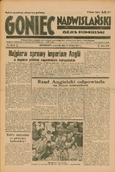 Goniec Nadwiślański: Głos Pomorski: Niezależne pismo poranne, poświęcone sprawom stanu średniego 1937.02.11 R.13 Nr33A