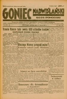 Goniec Nadwiślański: Głos Pomorski: Niezależne pismo poranne, poświęcone sprawom stanu średniego 1937.02.14 R.13 Nr36A