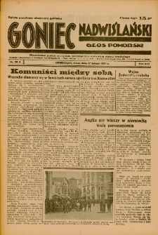 Goniec Nadwiślański: Głos Pomorski: Niezależne pismo poranne, poświęcone sprawom stanu średniego 1937.02.17 R.13 Nr38A