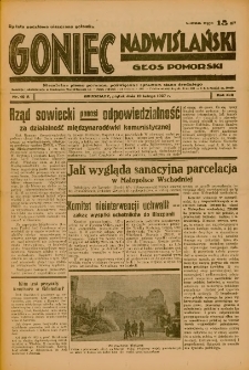 Goniec Nadwiślański: Głos Pomorski: Niezależne pismo poranne, poświęcone sprawom stanu średniego 1937.02.19 R.13 Nr40A