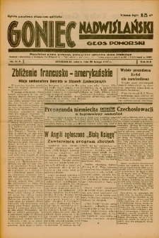 Goniec Nadwiślański: Głos Pomorski: Niezależne pismo poranne, poświęcone sprawom stanu średniego 1937.02.20 R.13 Nr41A