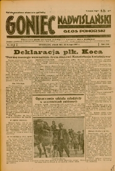 Goniec Nadwiślański: Głos Pomorski: Niezależne pismo poranne, poświęcone sprawom stanu średniego 1937.02.23 R.13 Nr43A