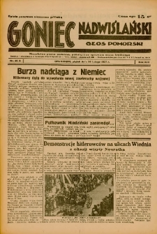 Goniec Nadwiślański: Głos Pomorski: Niezależne pismo poranne, poświęcone sprawom stanu średniego 1937.02.26 R.13 Nr46A